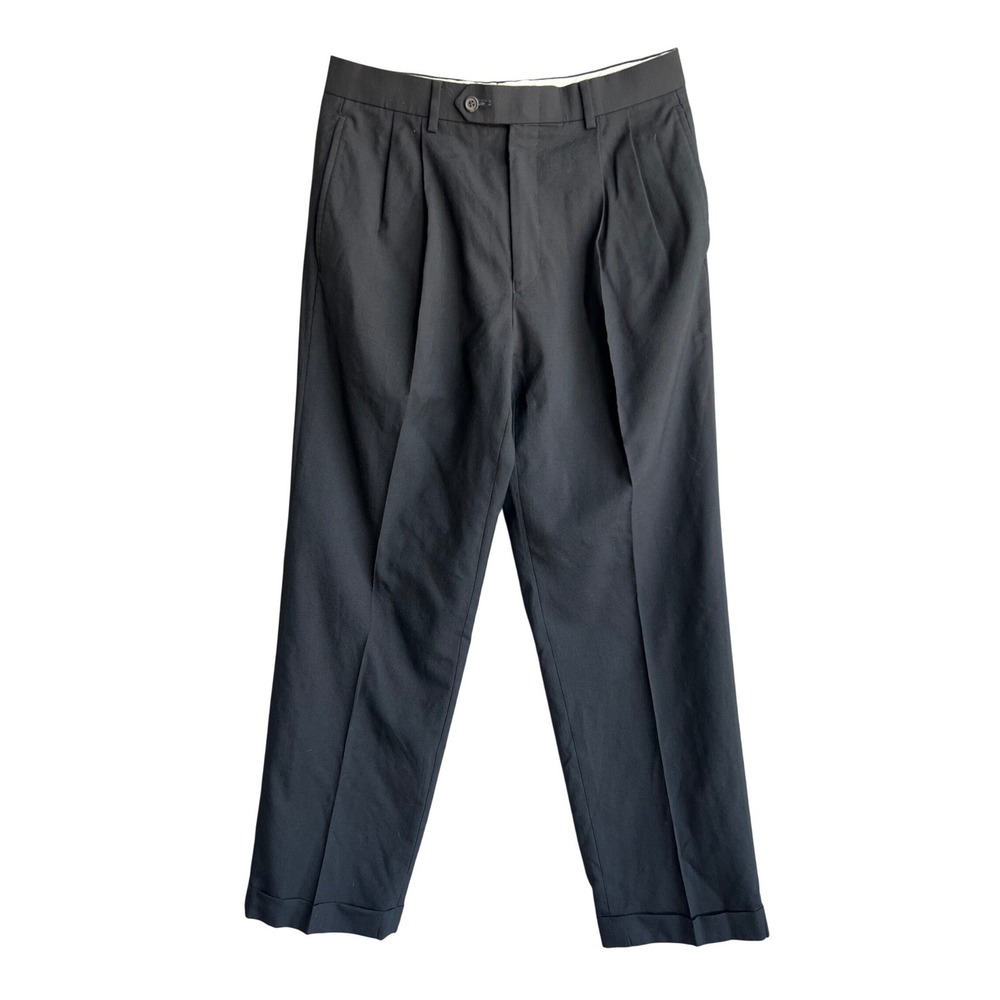 vintage Lauren Ralph Lauren Black 100% Wool Pleated Cuffed Dress Pants Wmns 10